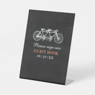 Tandem-Fahrrad-Hochzeit auf Halbpension Sockelschild