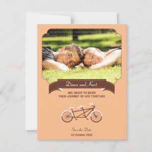 Tandem-Fahrrad (Korallen) Save the Date Foto