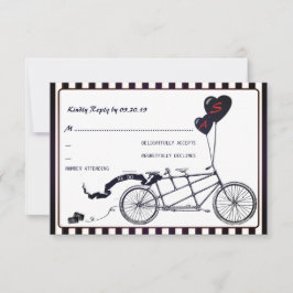 Tandem Fahrrad Romantische Lässige Hochzeit RSVP Karte