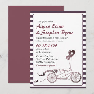 Tandem Fahrrad Romantische Lässige Hochzeitseinlad Einladung