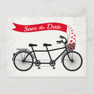 Tandem Fahrrad Save the Date Herz Ankündigungspostkarte