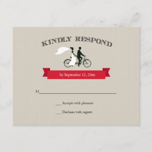 Tandem-Fahrrad Vintage-Hochzeit RSVP Karte