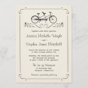 Tandem Fahrrad Vintage Weiß Hochzeit Einladung