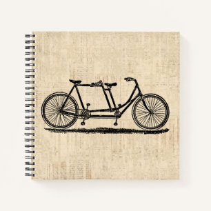 Tandem Fahrrad Zwei Personen Fahrrad Antik Fahrrad Notizbuch