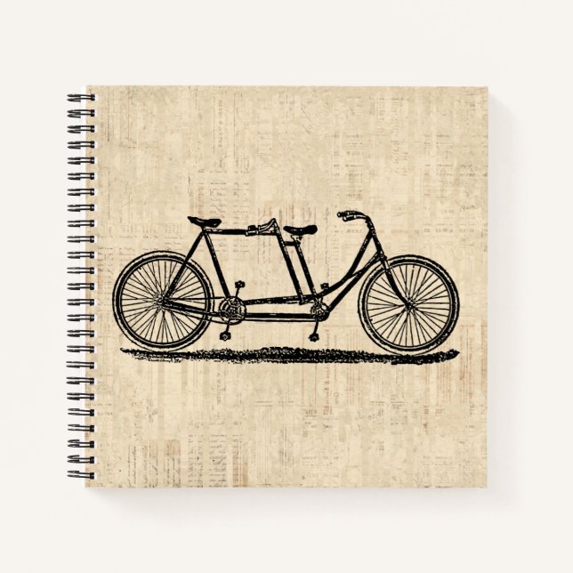 Tandem Fahrrad Zwei Personen Fahrrad Antik Fahrrad Notizbuch (Vorderseite)