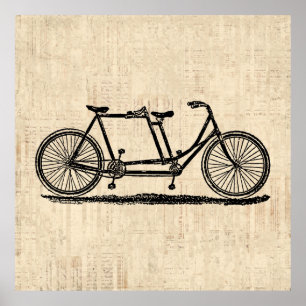 Tandem Fahrrad Zwei Personen Fahrrad Antiquitätenr Poster