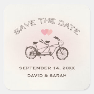 Tandem-Fahrradaufkleber Save the Date Quadratischer Aufkleber