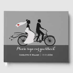 Tandem-Fahrradbrücke und Groom Personalisierte Hoc Gästebuch