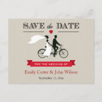 Tandem FahrradWedding Save the Date Postcard