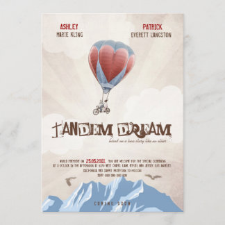 Tandem-Liebe-Traum Hochzeit-Einladung (Filmstil) Einladung