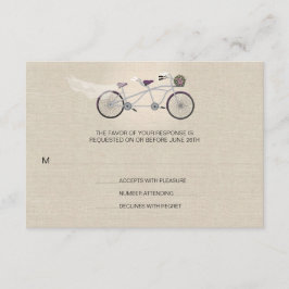 Tandem Plum Bicycle Wedding Imitate Linen UAWG RSVP Karte