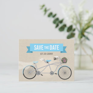 Tandem-Radhochzeit Das Datum sparen Ankündigungspostkarte