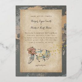 tandem rustique vélo carte du monde foil mariage i