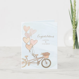 Tandem vélo & ballons coeur carte de voeux