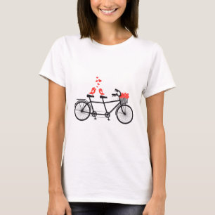 Tandemfahrer mit niedlichen Liebesvögeln T-Shirt