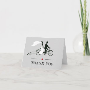 Tandemfahrrad-graue Hochzeit danken Ihnen Dankeskarte