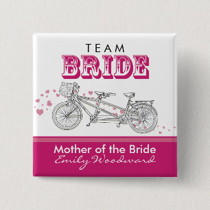 Tandemfahrrad-"Team-Braut-" Brautparty-Knopf Button