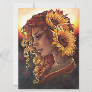 Tandis que Sunflowers Imaginaire Femme carte d'art