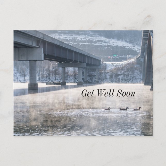 Taneycomo Foggy Winter Fishing Hoch auf See Postkarte (Vorderseite)