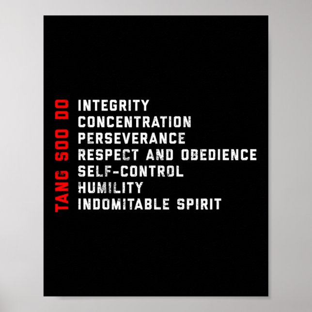 Tang Soo Do Martial Arts 7 Tenets Poster (Vorne)
