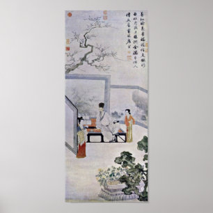 Tang Yin - Der Dichter und zwei Kursteilnehmer Poster