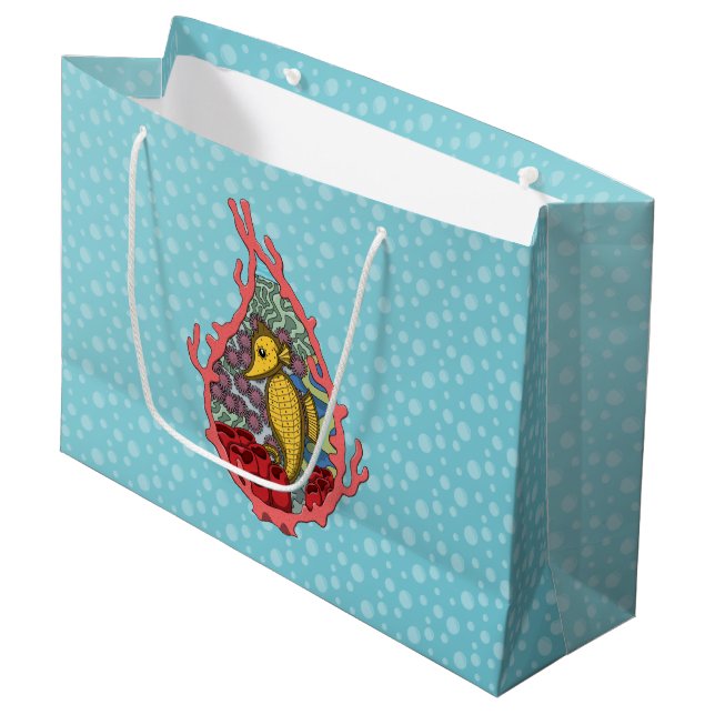 Tanga, die Seepferd-Geschenktasche Große Geschenktüte (Vorderseite Schrägansicht)