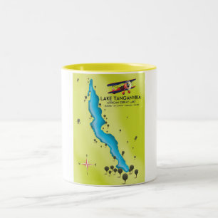 Tanganjika-See Afrikanischer Großsee Karte Zweifarbige Tasse