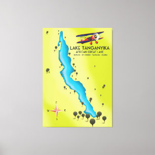 Tanganjikasee Afrikanischer Großsee Karte Leinwanddruck