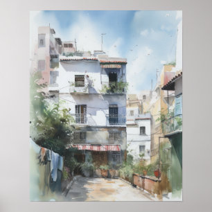 Tanger Marokko Wasserfarben Kunst, Dichtung und Mu Poster