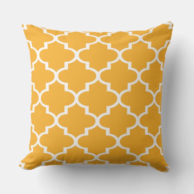 Tangerine blanc Quatrefoil Coussin (Recto)