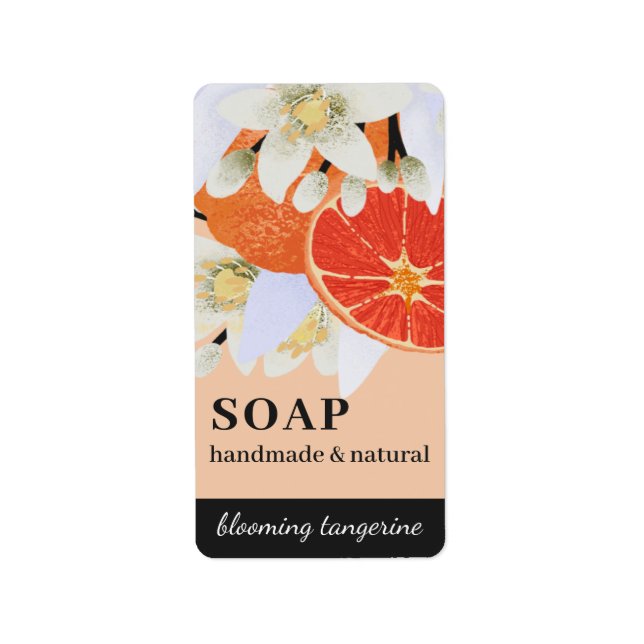 Tangerine Citrus Floral Handmade Adressaufkleber (Vorne)