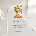 Tangerine Citrus Orange Mason Jar Wedding Acryleinladungen<br><div class="desc">Amaze your guests with this elegant wedding invite featuring beautiful oranges and modern typography. Simply add your event details on this easy-to-use template to make it a one-of-a-kind invitation.</div>