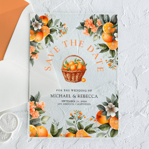 Tangerine Orange Citrus Hochzeit Vormerkung Acryleinladungen