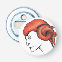 Tangerine Orange Haired Woman Portrait Pop Art Flaschenöffner