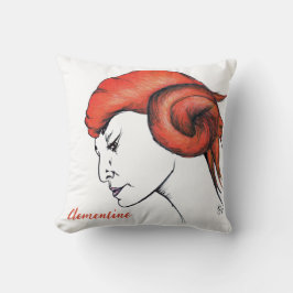 Tangerine Orange Haired Woman Portrait Pop Art Kissen