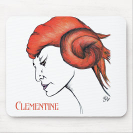 Tangerine Orange Haired Woman Portrait Pop Art Mousepad