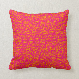 Tangerine Tango Orange und Hot Pink Ranken Kissen