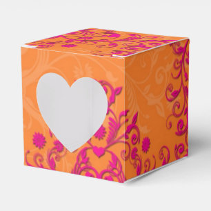 Tangerine Tango Rosa und Orange Floral Damast Geschenkschachtel