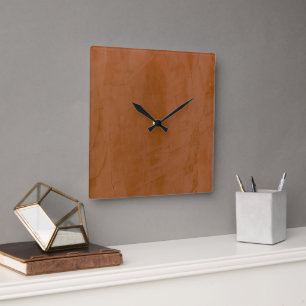 Tangerine Venetian Putz Stuckuhr Quadratisch Quadratische Wanduhr