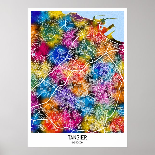 Tangier Marokko Stadtkarte Poster (Vorne)