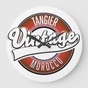 Tangier Marokko Vintage-Logo Große Wanduhr