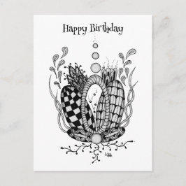 Tangle Art: Florales Design, Ovale -  Postkarte