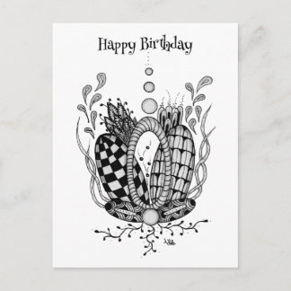 Tangle Art: Florales Design, Ovale - Postkarte