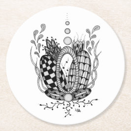 Tangle Art: Florales Design, Ovale -  Runder Pappuntersetzer