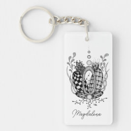 Tangle Art: Florales Design, Ovale -  Schlüsselanhänger
