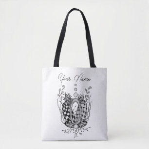 Tangle Art: Florales Design, Ovale - Tasche