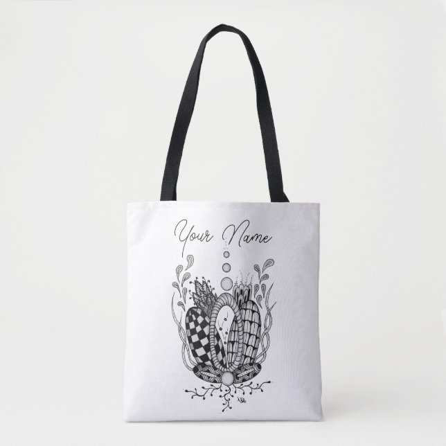 Tangle Art: Florales Design, Ovale -  Tasche (Vorderseite)