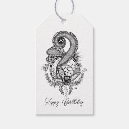 Tangle Art: Florales Motiv -  Geschenkanhänger