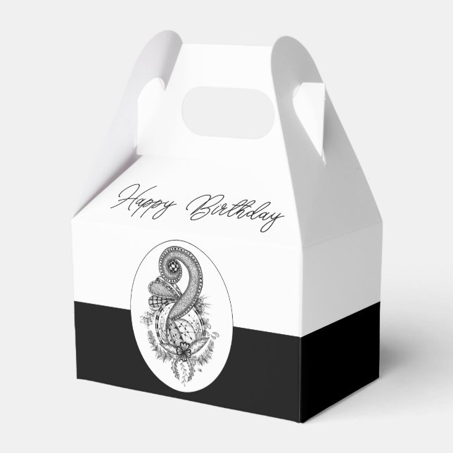 Tangle Art: Florales Motiv -  Geschenkschachtel (Vorderseite)