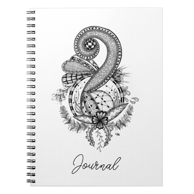 Tangle Art: Florales Motiv -  Notizblock (Vorderseite)